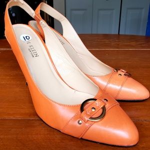 Anne Klein Ankle Strap Orange Pumps. Vero Cuoio. Shoe Size 10.